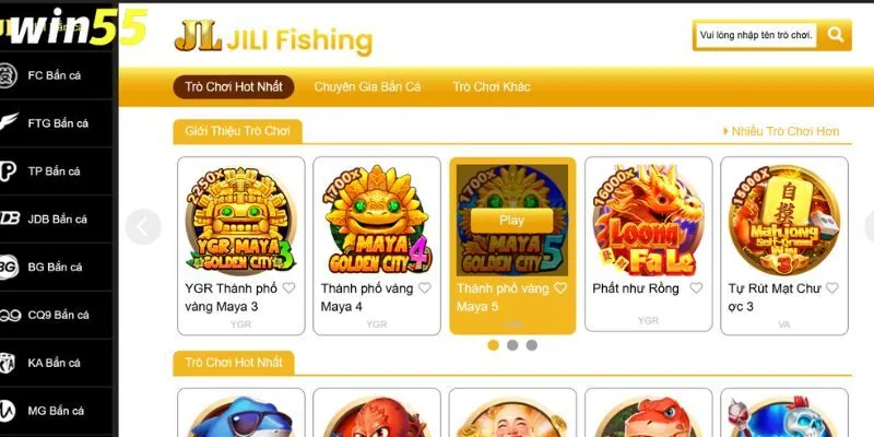 Các sảnh Bắn cá WIN55 được ngư thủ đặc biệt yêu thích