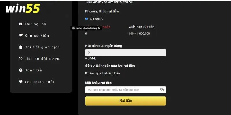 Rút tiền WIN55 có tốc độ xét duyệt lệnh thanh toán nhanh chóng