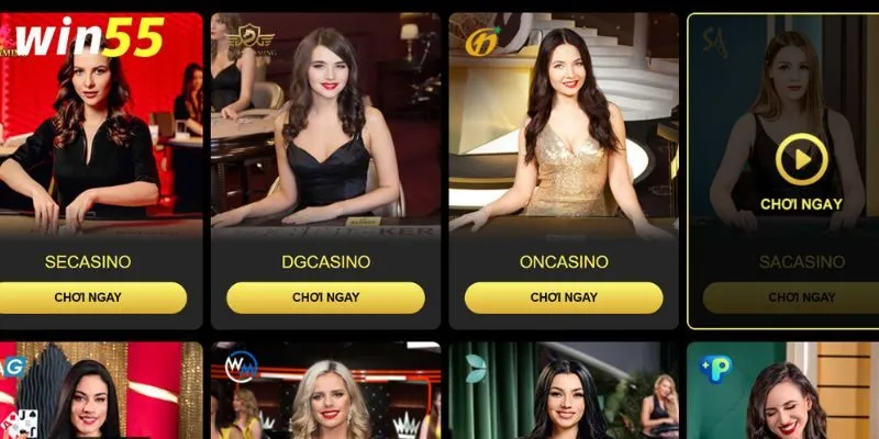 Sảnh Casino WIN55 mang đến hàng trăm trò chơi khác nhau